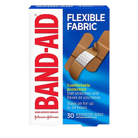 BAND-AID Brand Adhesive Bandages Flexible Fabric Assorted Sizes - 30 Count