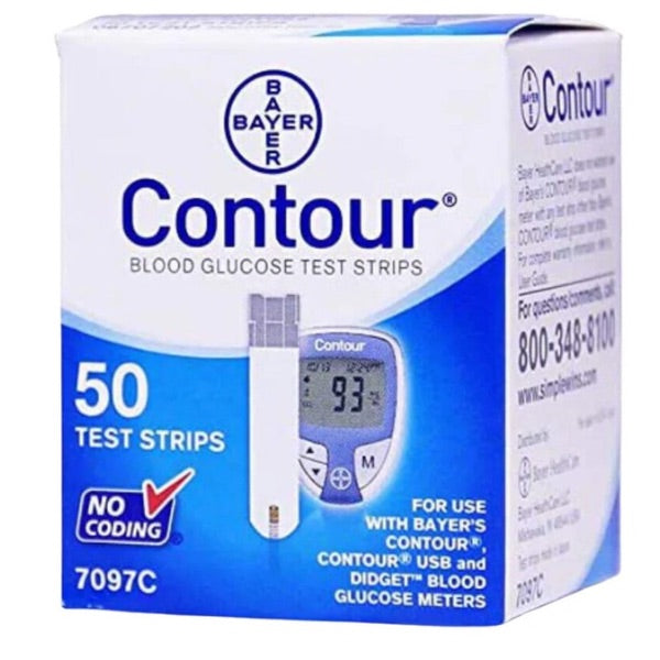 Contour Diabetic Blood Sugar Glucose Test Strips (50Ct
