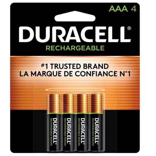 Duracell Rechargeable AAA Batteries, 4 Count Pack