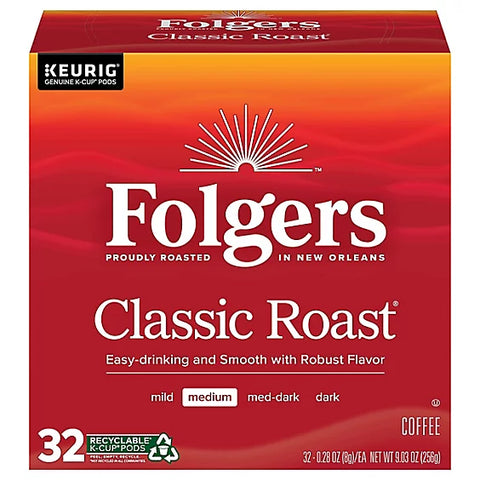 Folgers Classic Roast K -Cup - 32 Ct