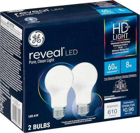 GE Lighting Reveal LED Light Bulbs, 9 Watt (60 Watt Equivalent) HD+ Light