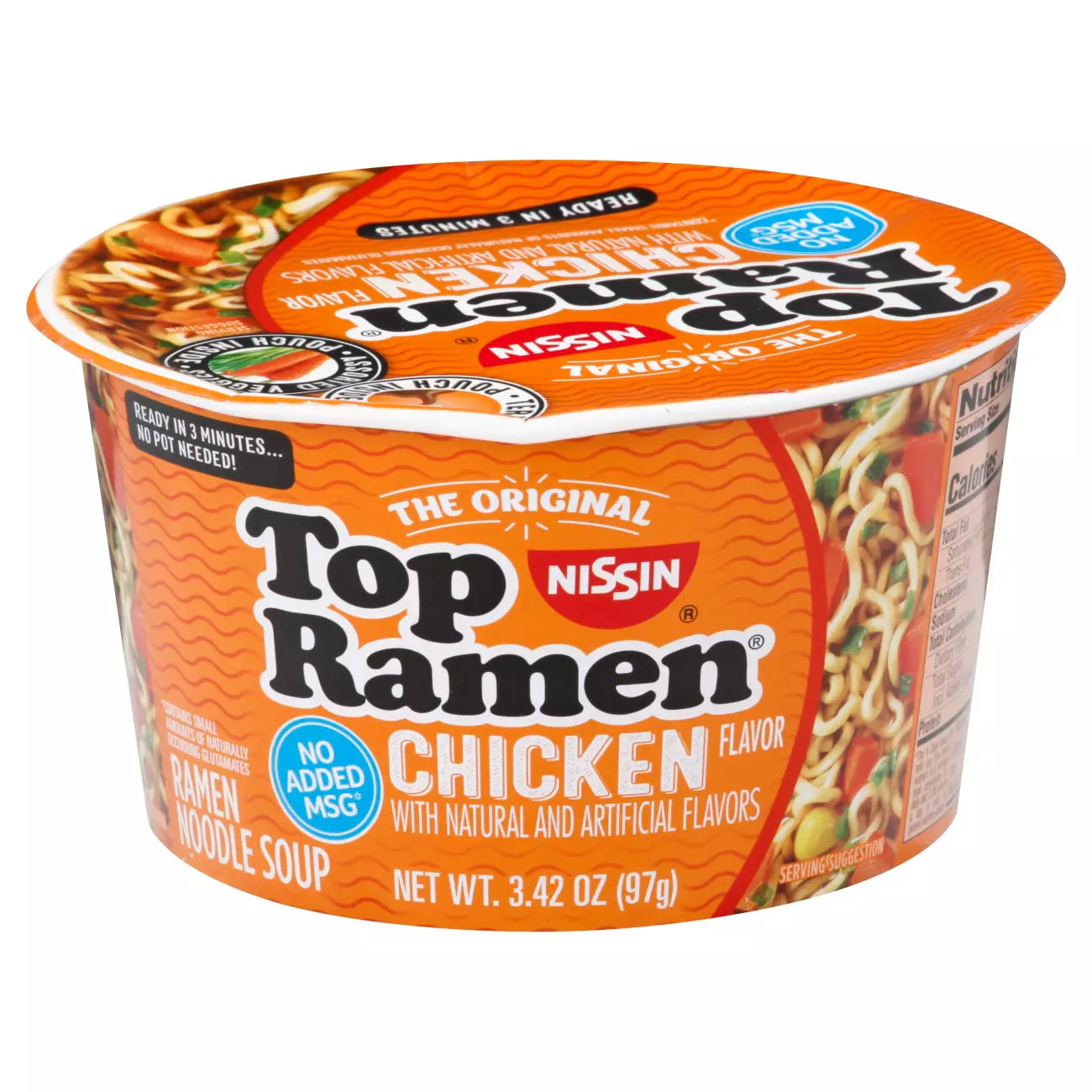 Nissin Top Ramen Chicken Flavored Ramen Noodle Soup Bowl 3.42 OZ