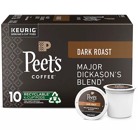 Peet's Coffee Major Dickason's Blend Dark Roast K Cup Pods - 10 Count