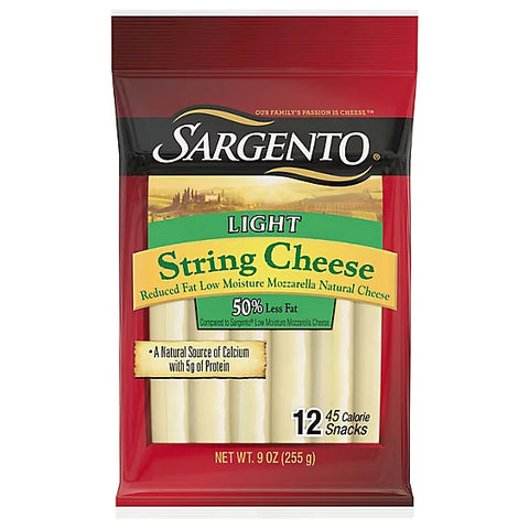 Cheese - Sargento Cheese String Mozzarella Light 12 Pack - 9 Oz