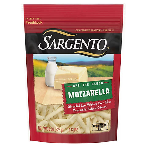 Cheese - Sargento Off the Block Cheese Shredded Mozzarella - 8 Oz