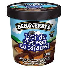 Ben and Jerrys Tour du chapeau au caramel 1 pint