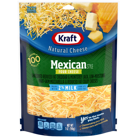 Kraft Reduced Fat Mexican Style Four Cheese, Shredded