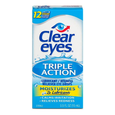 Clear Eyes Triple Action Relief Eye Drops Multi-Symptom Relief, 0.5 Fl. Oz.