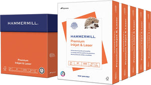 Hammermill Printer Paper, Premium Inkjet & Laser Paper 24 Lb, 8.5 x 11 - 5 Ream (2,500 Sheets) - 97 Bright, Made in the USA, 166140C